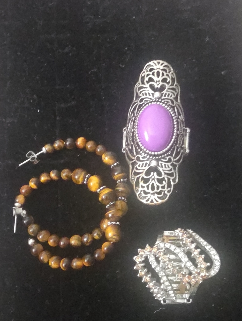 Unk Silver Filigree Ring with Purple Cabochon